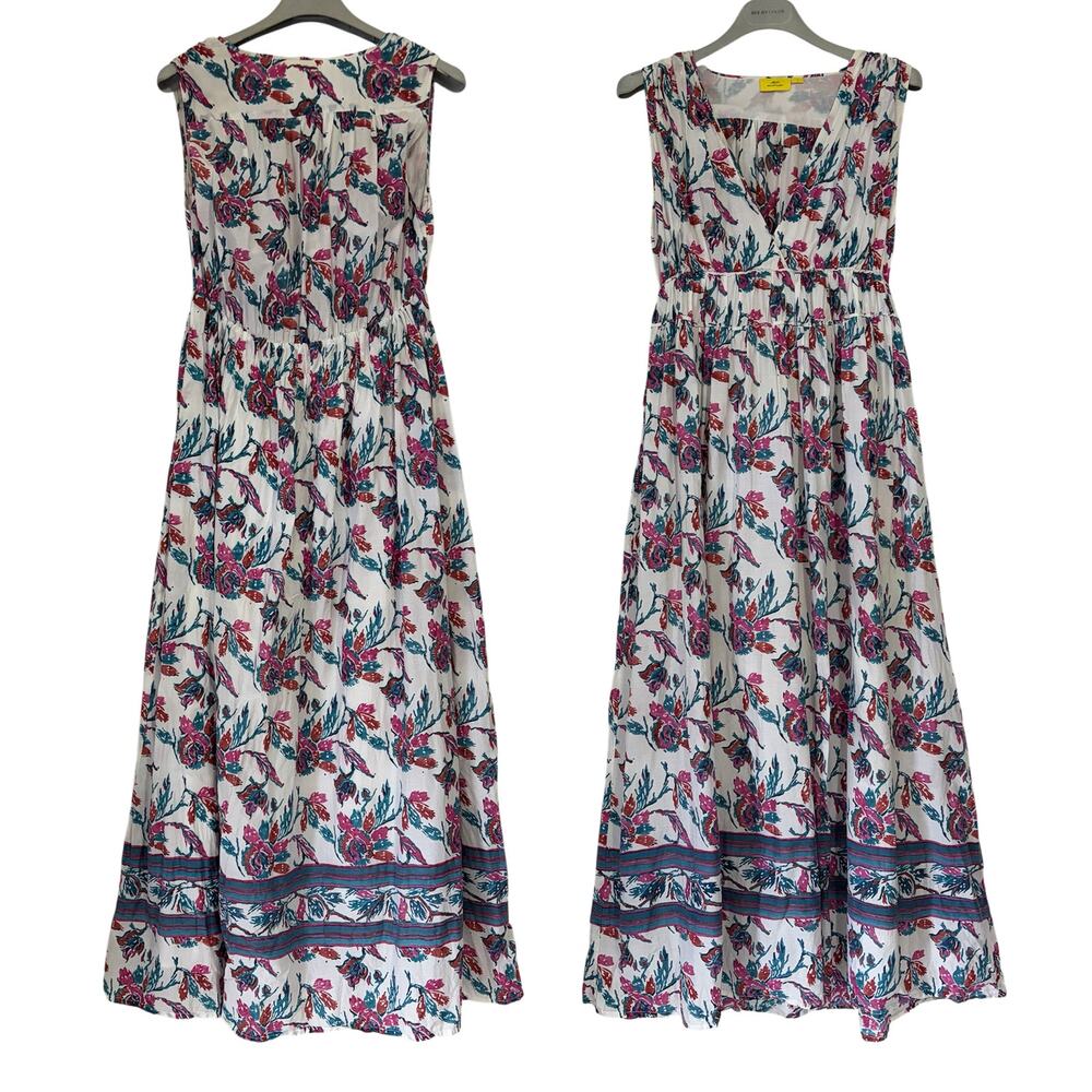 Roller Rabbit Miranda Lune Maxi Dress S Cotton Silk Floral Boho India